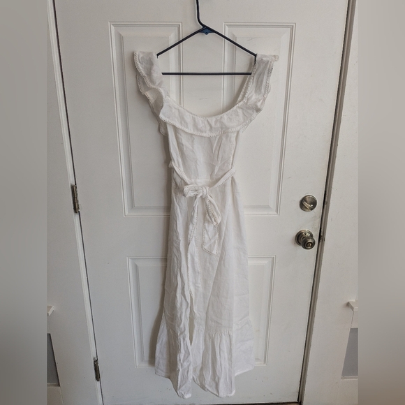 Roller Rabbit Keira White Midi Dress with Ruffles - Picture 2 of 5